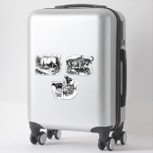 牛のブルウォーターバッファローヴィンテージ動物アート シール (スーツケース)