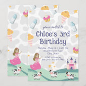 牛のプリンセス誕生日招待状 招待状 (正面/裏面)