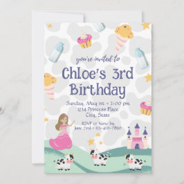 牛のプリンセス誕生日招待状 招待状