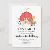 牛のプリントと家畜の誕生日の招待 招待状 (正面)