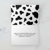牛のプリントと金ゴールドバルーン幸せな21歳の誕生日 カード (内部)