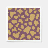 牛のプリントの紫と金ゴールドパターンの分離 スタンダードカクテルナプキン (正面)