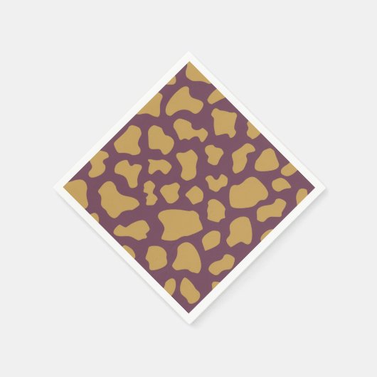 牛のプリントの紫と金ゴールドパターンの分離 スタンダードカクテルナプキン (角)