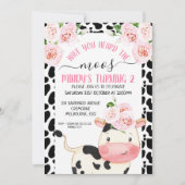 牛のプリントは、あなたがMoosの誕生日を聞いた 招待状 (正面)
