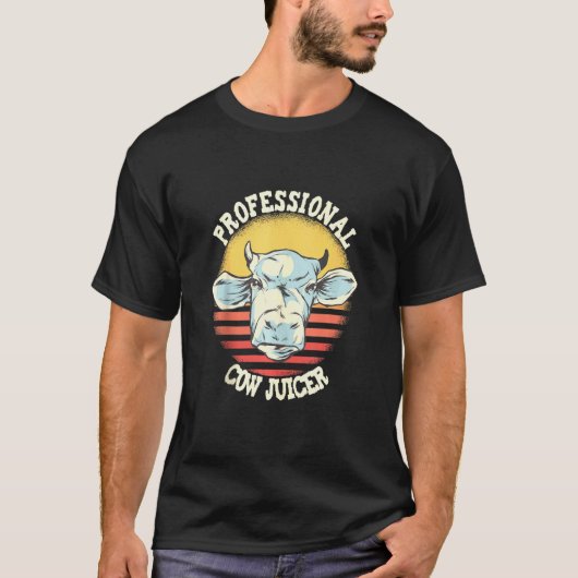 牛のプリントプロ牛のジューサー乳製品 Tシャツ (正面)
