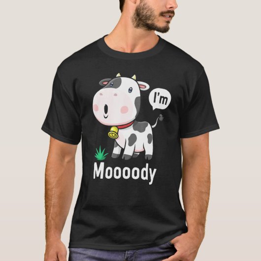 牛のプリントモーディリミートビットmoody今日かわいいムーディ tシャツ (正面)