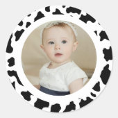 牛のプリント写真 ラウンドシール (正面)