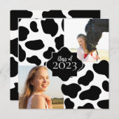 牛のプリント卒業写真 招待状 (正面/裏面)