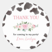 牛のプリント誕生日ステッカーラベル ラウンドシール (正面)