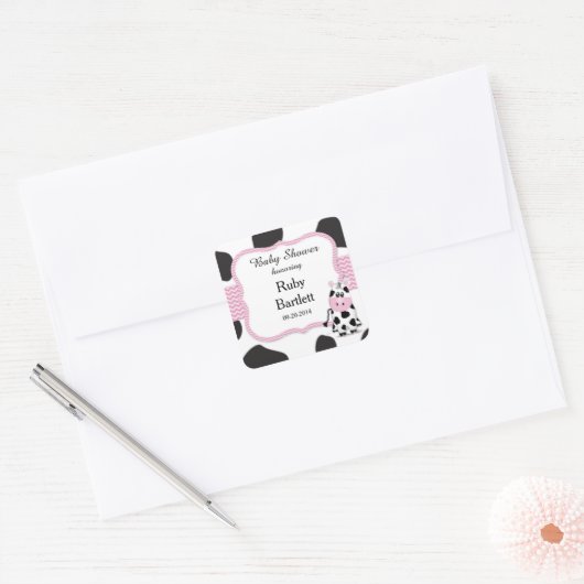 牛のプリント赤ちゃんシャワーシール スクエアシール (封筒)