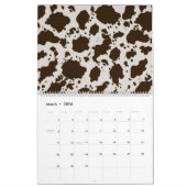 牛のプリント  カレンダー (3月 2026)