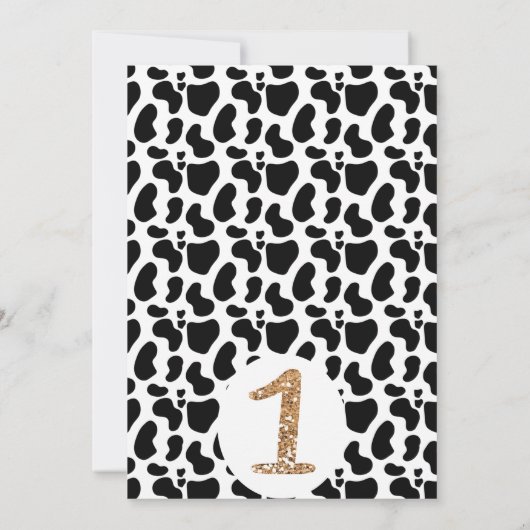 牛のプリント、ムース1歳の誕生日をお聞きになりましたか 招待状 (裏面)