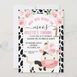 牛のプリント、ムース1歳の誕生日をお聞きになりましたか 招待状