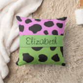 牛のプリント，牛のパターン，牛の斑点，あなたの名前 クッション (ブランケット)