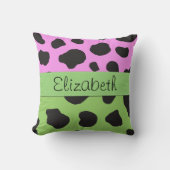 牛のプリント，牛のパターン，牛の斑点，あなたの名前 クッション (正面)