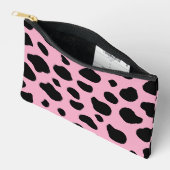 牛のプリント、牛のパターン、牛の斑点、ピンクの牛 アクセサリーポーチ (見開き)