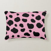 牛のプリント、牛のパターン、牛の斑点、ピンクの牛 アクセントクッション (正面)