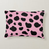 牛のプリント、牛のパターン、牛の斑点、ピンクの牛 アクセントクッション (裏面)