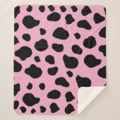 牛のプリント、牛のパターン、牛の斑点、ピンクの牛 シェルパブランケット (正面)