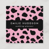 牛のプリント、牛のパターン、牛の斑点、ピンクの牛 スクエア名刺 (正面)