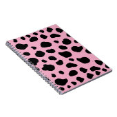 牛のプリント、牛のパターン、牛の斑点、ピンクの牛 ノートブック (右側)