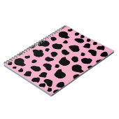 牛のプリント、牛のパターン、牛の斑点、ピンクの牛 ノートブック (左側)