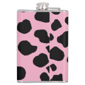 牛のプリント、牛のパターン、牛の斑点、ピンクの牛 フラスク (裏面)