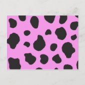 牛のプリント、牛のパターン、牛の斑点、ピンクの牛 ポストカード (正面)