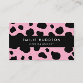 牛のプリント、牛のパターン、牛の斑点、ピンクの牛 名刺 (正面)