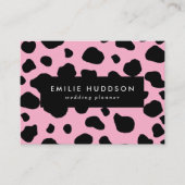 牛のプリント、牛のパターン、牛の斑点、ピンクの牛 名刺 (正面)