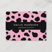 牛のプリント、牛のパターン、牛の斑点、ピンクの牛 名刺 (正面)