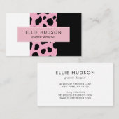牛のプリント、牛のパターン、牛の斑点、ピンクの牛 名刺 (正面/裏面)