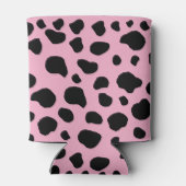 牛のプリント、牛のパターン、牛の斑点、ピンクの牛 缶クーラー (裏面)