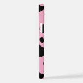 牛のプリント、牛のパターン、牛の斑点、ピンクの牛 iPhoneケース (右側面)