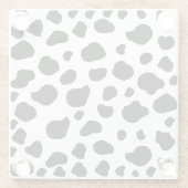 牛のプリント、牛のパターン、牛の斑点、白黒 ガラスコースター (裏面)