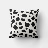 牛のプリント、牛のパターン、牛の斑点、白黒 クッション (裏面)