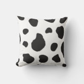 牛のプリント、牛のパターン、牛の斑点、白黒 クッション (正面)