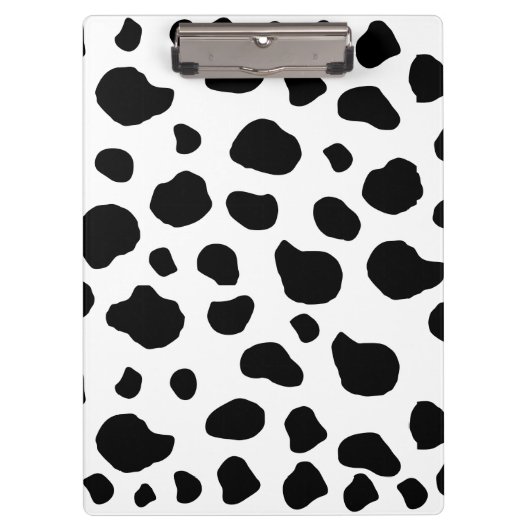 牛のプリント、牛のパターン、牛の斑点、白黒 クリップボード (正面)