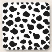 牛のプリント、牛のパターン、牛の斑点、白黒 コースター (正面)