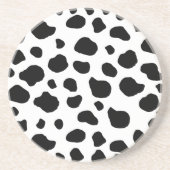 牛のプリント、牛のパターン、牛の斑点、白黒 コースター (正面)