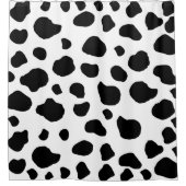 牛のプリント、牛のパターン、牛の斑点、白黒 シャワーカーテン (正面)