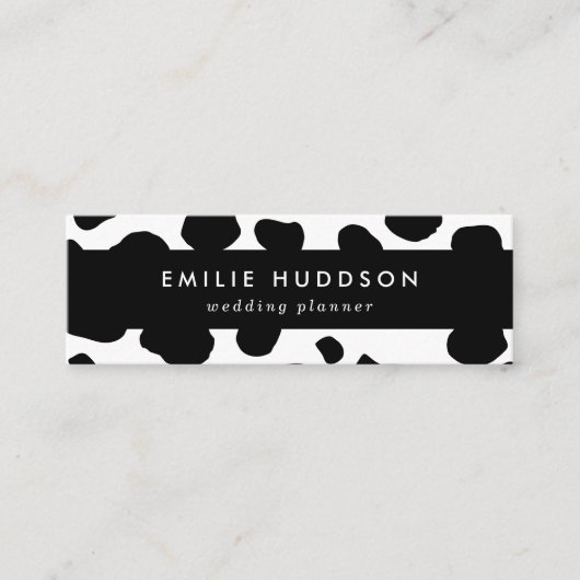 牛のプリント、牛のパターン、牛の斑点、白黒 スキニー名刺 (正面)