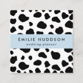 牛のプリント、牛のパターン、牛の斑点、白黒 スクエア名刺 (正面)