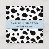 牛のプリント、牛のパターン、牛の斑点、白黒 スクエア名刺 (正面)