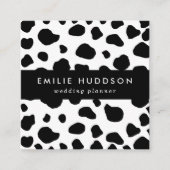 牛のプリント、牛のパターン、牛の斑点、白黒 スクエア名刺 (正面)
