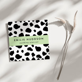 牛のプリント、牛のパターン、牛の斑点、白黒 スクエア名刺