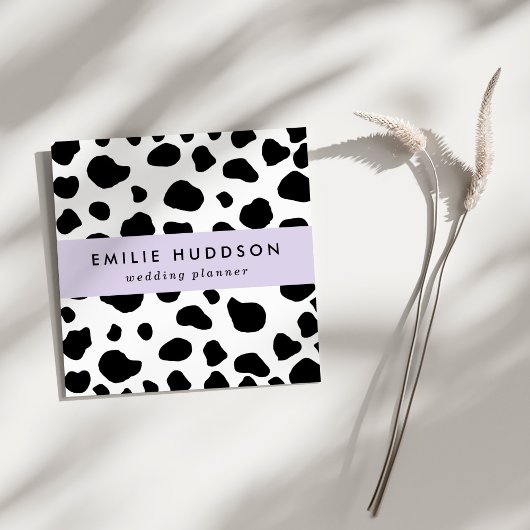 牛のプリント、牛のパターン、牛の斑点、白黒 スクエア名刺