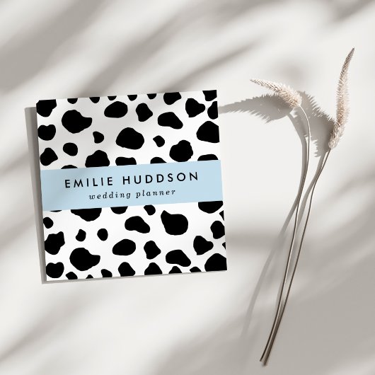 牛のプリント、牛のパターン、牛の斑点、白黒 スクエア名刺