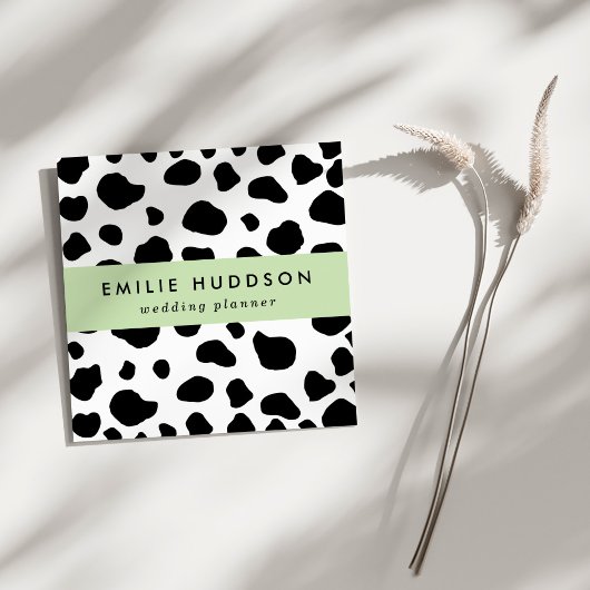牛のプリント、牛のパターン、牛の斑点、白黒 スクエア名刺