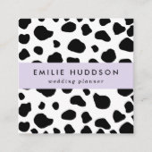 牛のプリント、牛のパターン、牛の斑点、白黒 スクエア名刺 (正面)